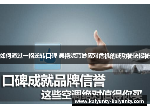 如何通过一招逆转口碑 吴艳妮巧妙应对危机的成功秘诀揭秘