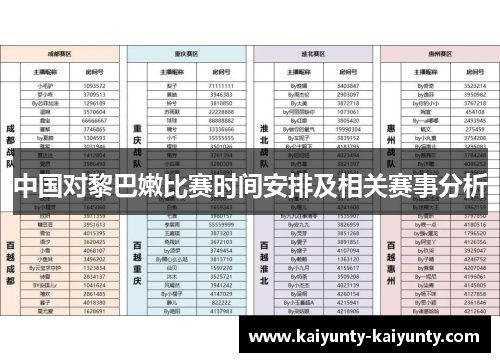 中国对黎巴嫩比赛时间安排及相关赛事分析